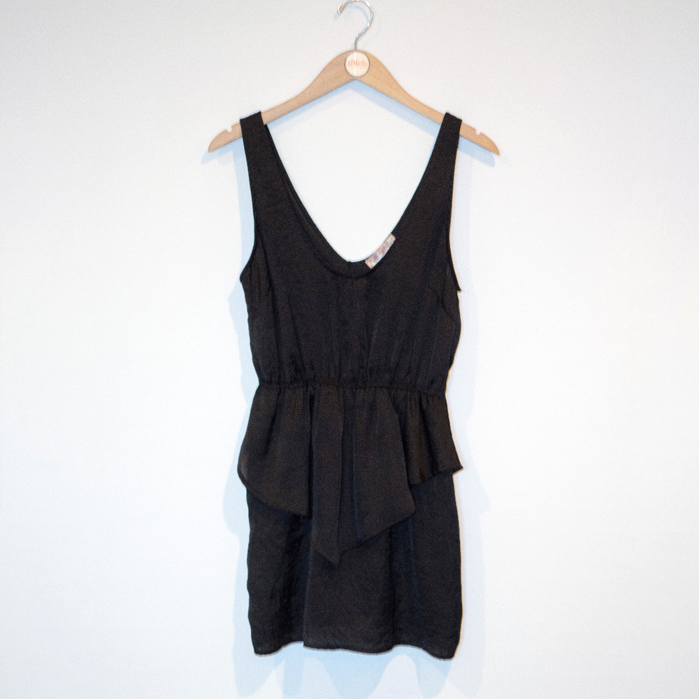 black silk mini dress - peplum